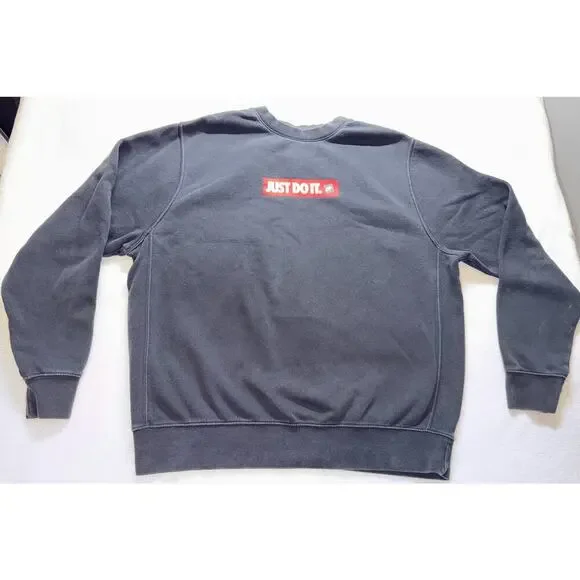 Nike Just Do It Crewneck Sweatshirt Black Mens Large "JUST DO IT" Red White - Picture 1 of 8